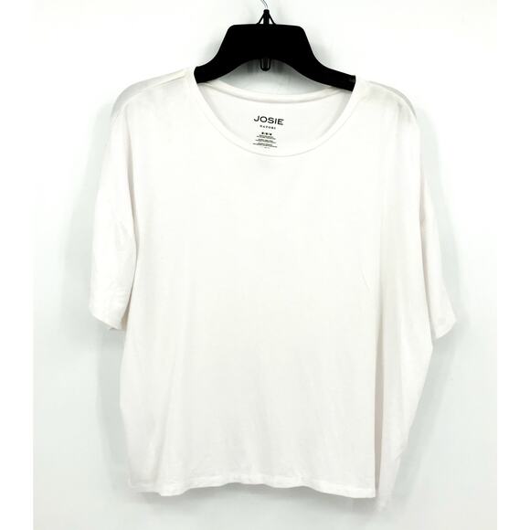 JOSIE NATORI Women's Layering Elements Boxy Tee M White Stretch Round Neck NWOT - Picture 4 of 9